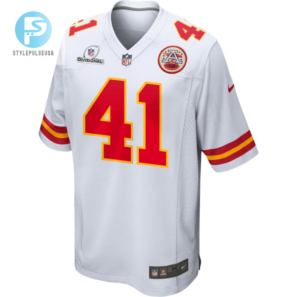 James Winchester 41 Kansas City Chiefs 2024 Divisional Patch Game Men Jersey  White 