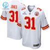 Nic Jones 31 Kansas City Chiefs 2024 Divisional Patch Game Men Jersey White stylepulseusa 1