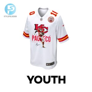 Isiah Pacheco 10 Kansas City Chiefs Signed Running Back Game Youth Jersey White stylepulseusa 1 2