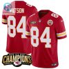 Justin Watson 84 Kansas City Chiefs 2023 Afc West Champions Patch Game Men Jersey Red stylepulseusa 1