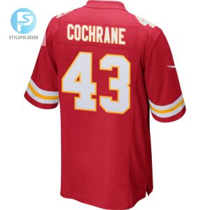 Jack Cochrane 43 Kansas City Chiefs 2023 Playoffs Patch Game Men Jersey Red stylepulseusa 1 2