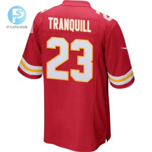 Drue Tranquill 23 Kansas City Chiefs 2023 Playoffs Patch Game Men Jersey Red stylepulseusa 1 2