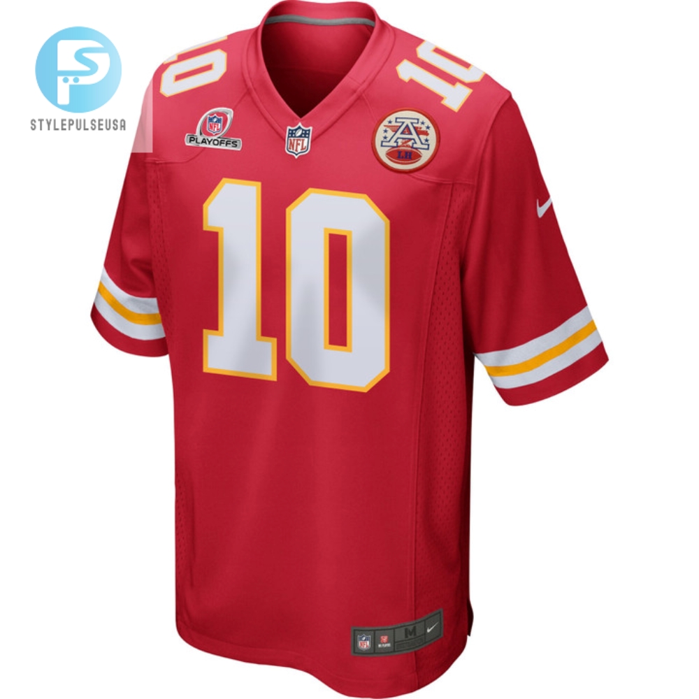 Isiah Pacheco 10 Kansas City Chiefs 2023 Playoffs Patch Game Men Jersey  Red 