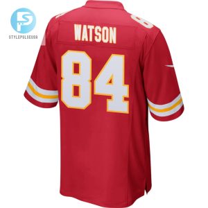 Justin Watson 84 Kansas City Chiefs 2023 Playoffs Patch Game Men Jersey Red stylepulseusa 1 2