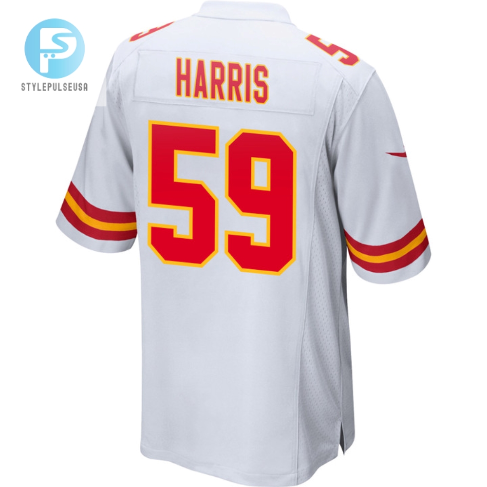 Darius Harris 59 Kansas City Chiefs 2023 Playoffs Patch Game Men Jersey  White 