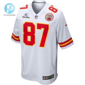 Travis Kelce 87 Kansas City Chiefs 2023 Playoffs Patch Game Men Jersey White stylepulseusa 1 2