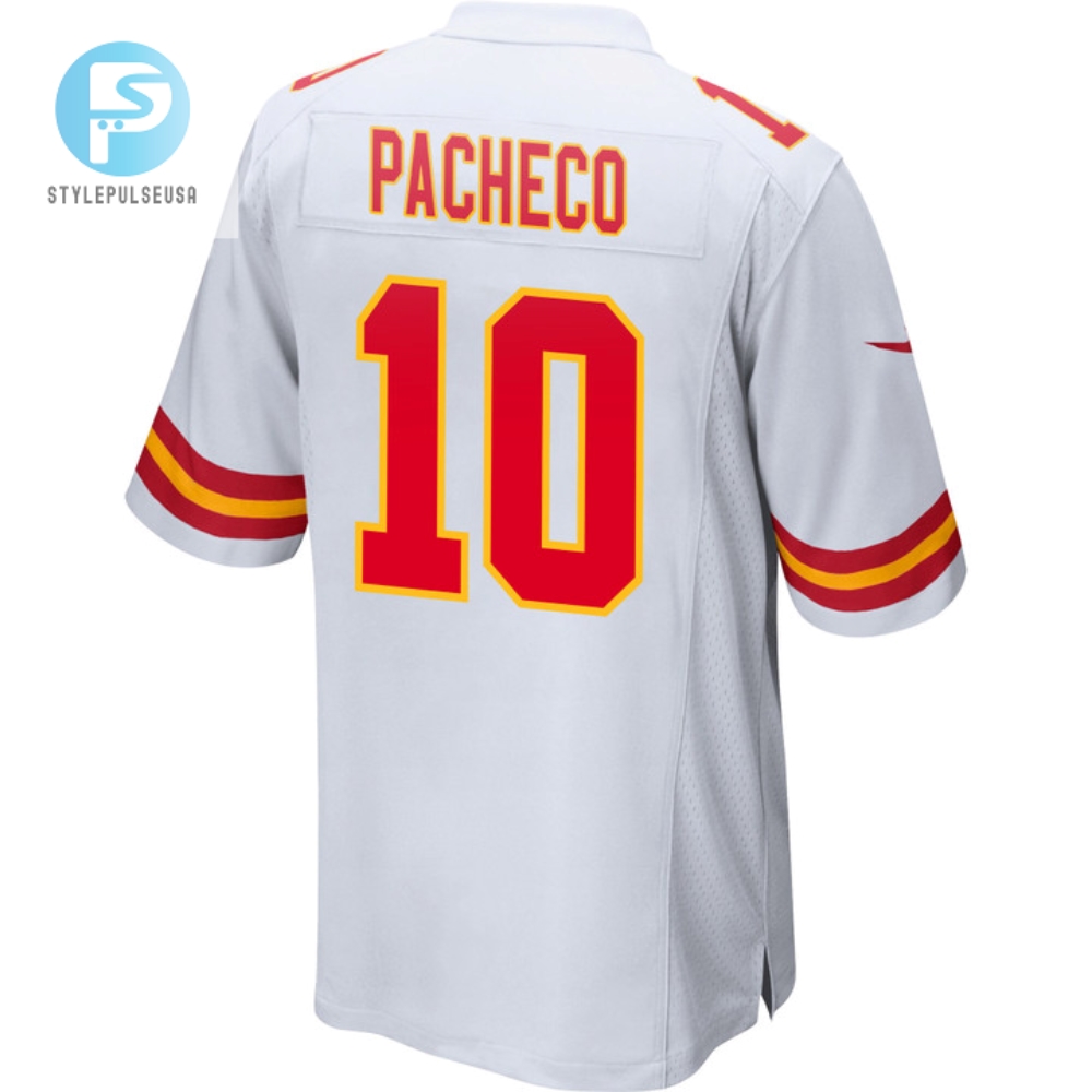 Isiah Pacheco 10 Kansas City Chiefs 2023 Playoffs Patch Game Men Jersey  White 