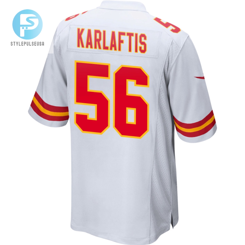 George Karlaftis 56 Kansas City Chiefs 2023 Playoffs Patch Game Men Jersey  White 