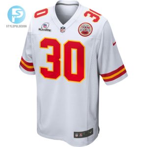 Keaontay Ingram 30 Kansas City Chiefs 2023 Playoffs Patch Game Men Jersey White stylepulseusa 1 2