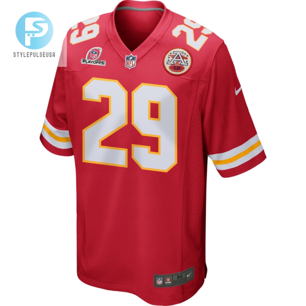 Lamical Perine 29 Kansas City Chiefs 2023 Playoffs Patch Game Men Jersey  Red 