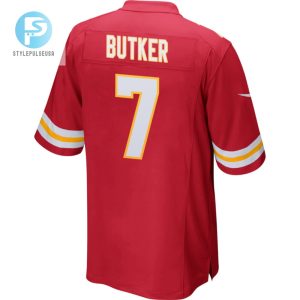 Harrison Butker 7 Kansas City Chiefs 2023 Playoffs Patch Game Men Jersey Red stylepulseusa 1 2