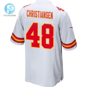 Cole Christiansen 48 Kansas City Chiefs 2024 Divisional Patch Game Men Jersey White stylepulseusa 1 2