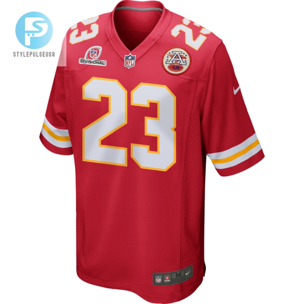 Drue Tranquill 23 Kansas City Chiefs 2024 Divisional Patch Game Men Jersey  Red 