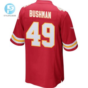 Matt Bushman 49 Kansas City Chiefs 2024 Divisional Patch Game Men Jersey Red stylepulseusa 1 2