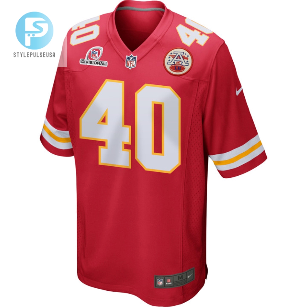 Ekow Boyedoe 40 Kansas City Chiefs 2024 Divisional Patch Game Men Jersey  Red 