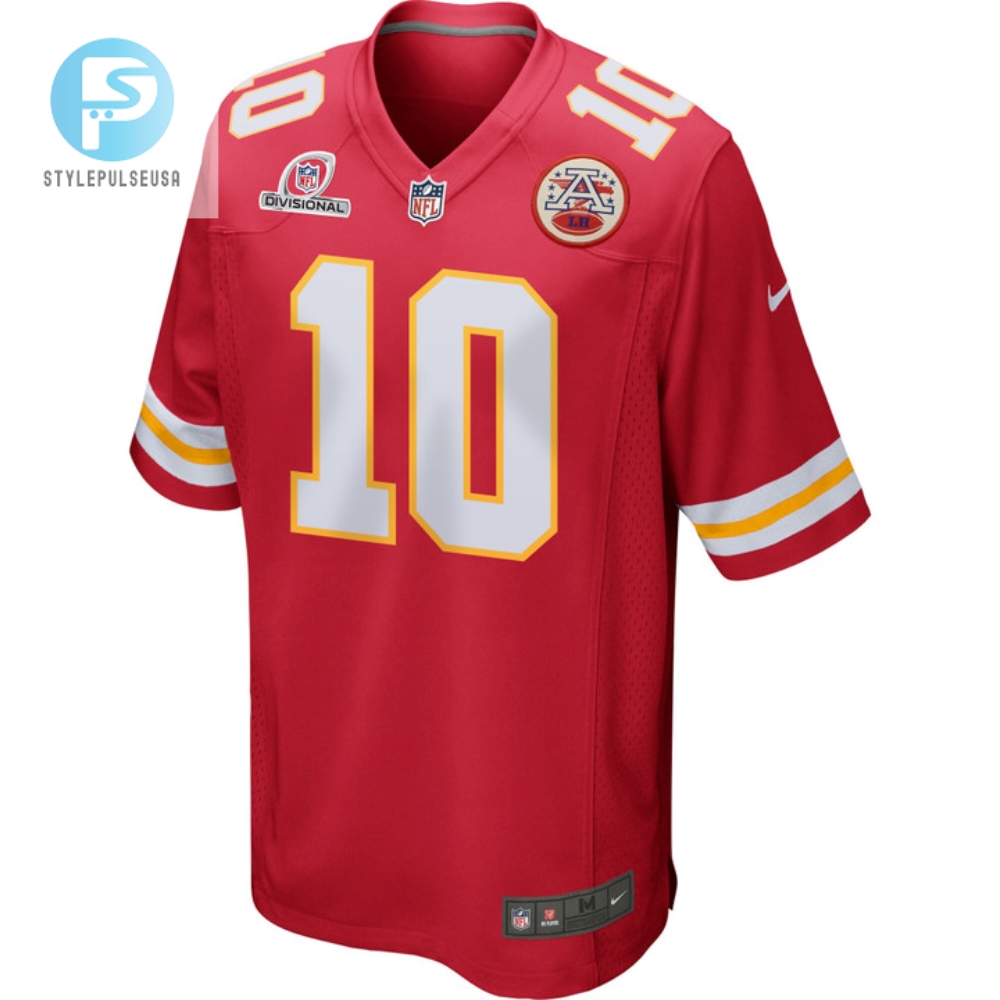 Isiah Pacheco 10 Kansas City Chiefs 2024 Divisional Patch Game Men Jersey  Red 