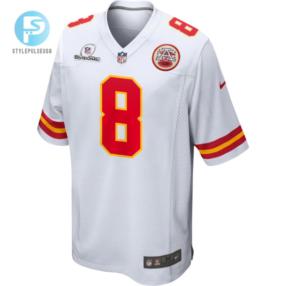 Justyn Ross 8 Kansas City Chiefs 2024 Divisional Patch Game Men Jersey  White 