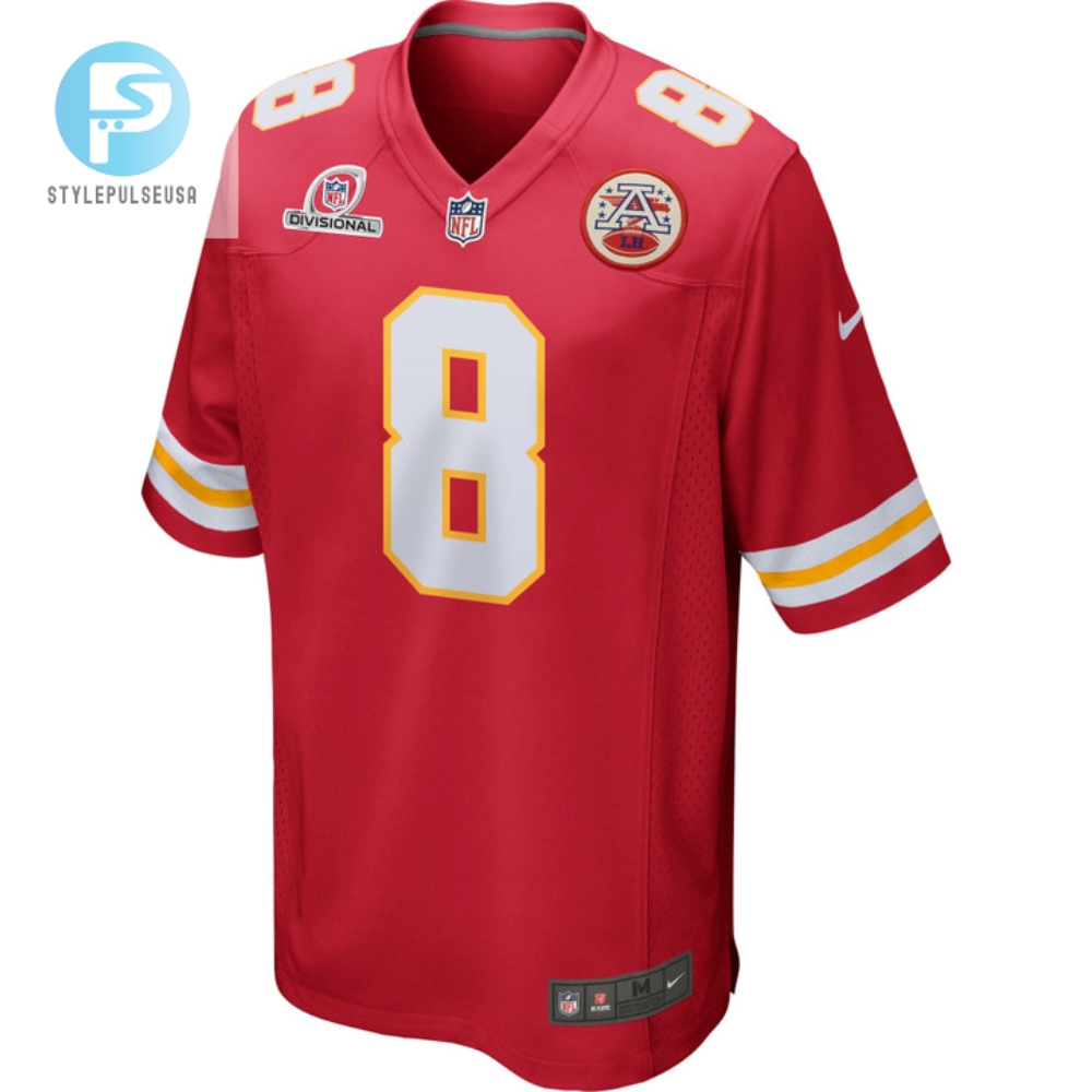 Justyn Ross 8 Kansas City Chiefs 2024 Divisional Patch Game Men Jersey  Red 