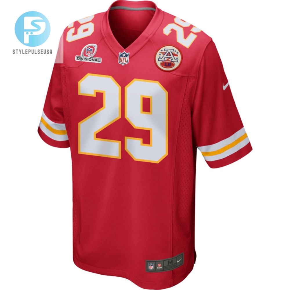 Lamical Perine 29 Kansas City Chiefs 2024 Divisional Patch Game Men Jersey  Red 