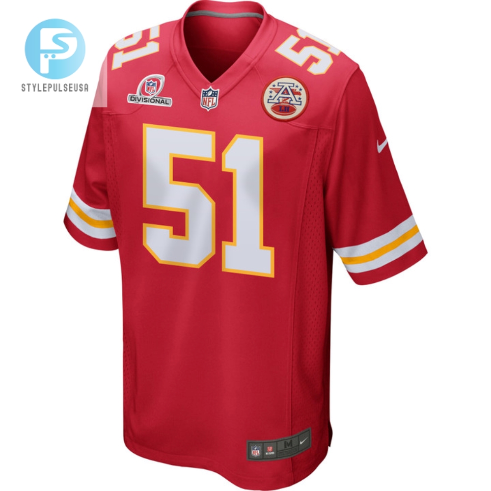 Mike Danna 51 Kansas City Chiefs 2024 Divisional Patch Game Men Jersey  Red 