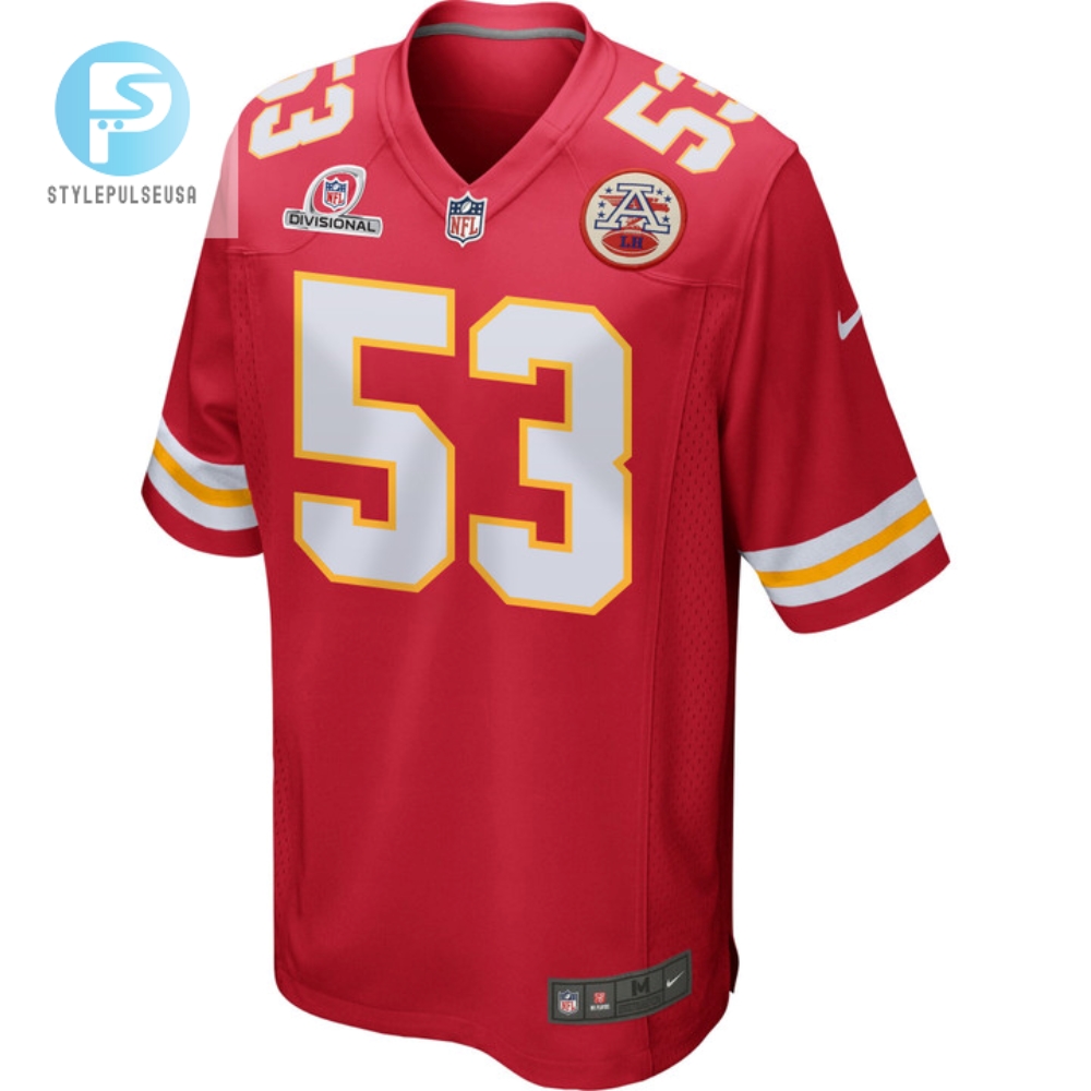 Bj Thompson 53 Kansas City Chiefs 2024 Divisional Patch Game Men Jersey  Red 