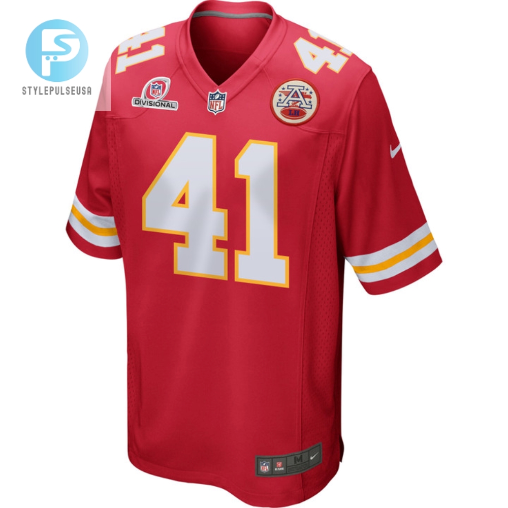 James Winchester 41 Kansas City Chiefs 2024 Divisional Patch Game Men Jersey  Red 