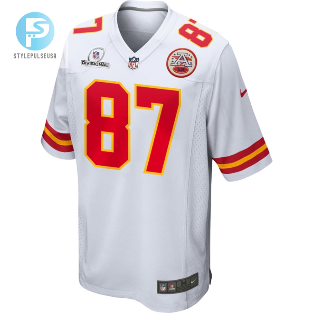 Travis Kelce 87 Kansas City Chiefs 2024 Divisional Patch Game Men Jersey  White 