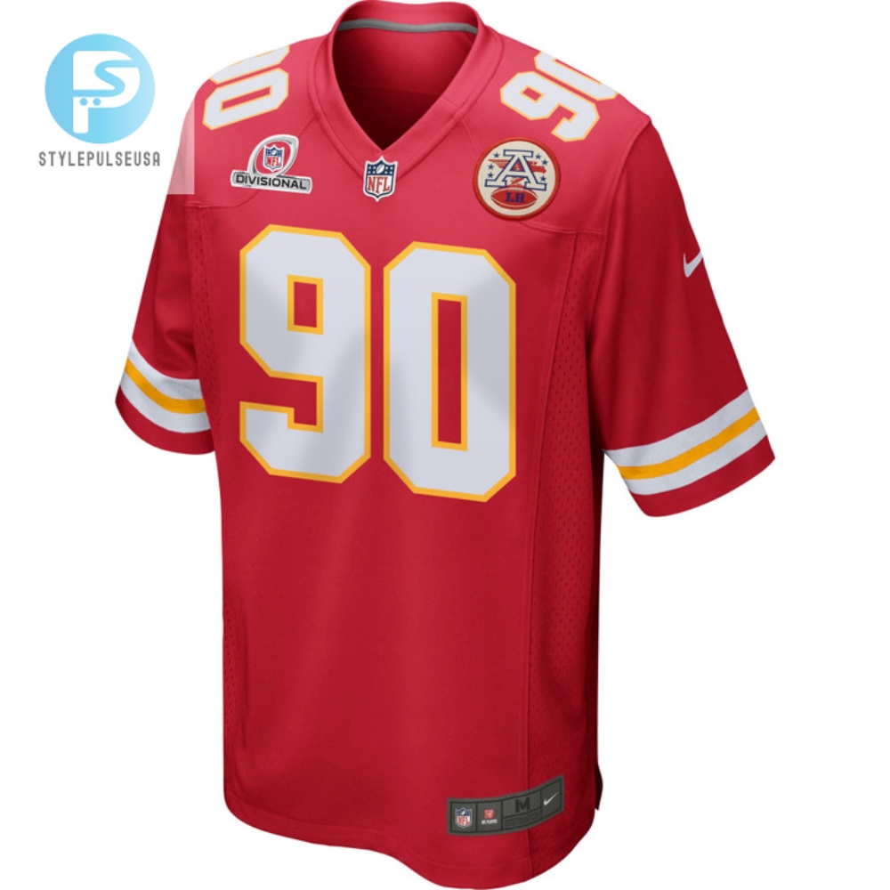 Charles Omenihu 90 Kansas City Chiefs 2024 Divisional Patch Game Men Jersey  Red 