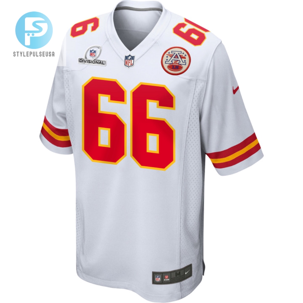 Mike Caliendo 66 Kansas City Chiefs 2024 Divisional Patch Game Men Jersey  White 