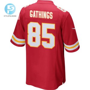 Izaiah Gathings 85 Kansas City Chiefs 2024 Divisional Patch Game Men Jersey Red stylepulseusa 1 2