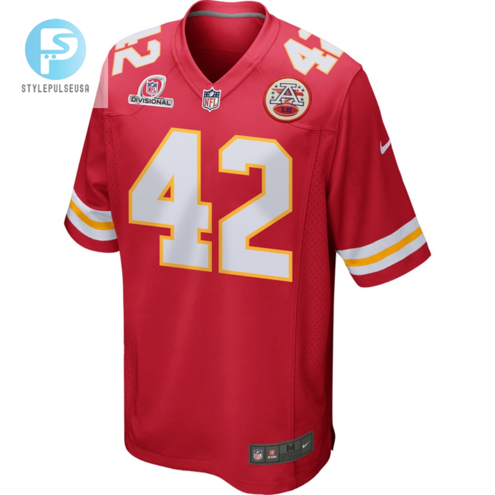 Tyree Gillespie 42 Kansas City Chiefs 2024 Divisional Patch Game Men Jersey  Red 