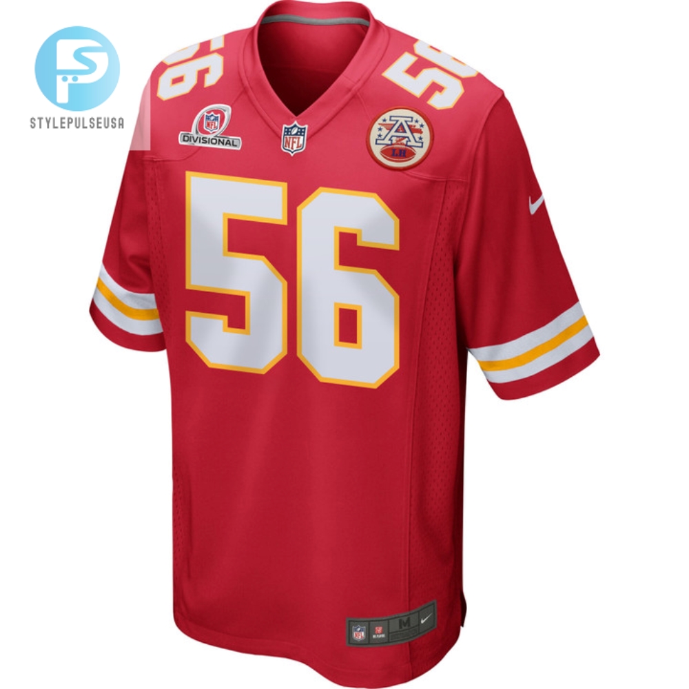 George Karlaftis 56 Kansas City Chiefs 2024 Divisional Patch Game Men Jersey  Red 