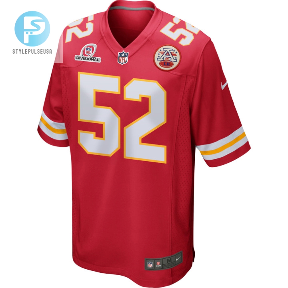 Creed Humphrey 52 Kansas City Chiefs 2024 Divisional Patch Game Men Jersey  Red 