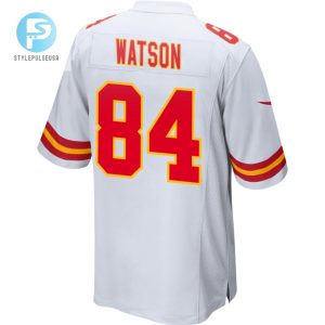 Justin Watson 84 Kansas City Chiefs 2024 Divisional Patch Game Men Jersey White stylepulseusa 1 2