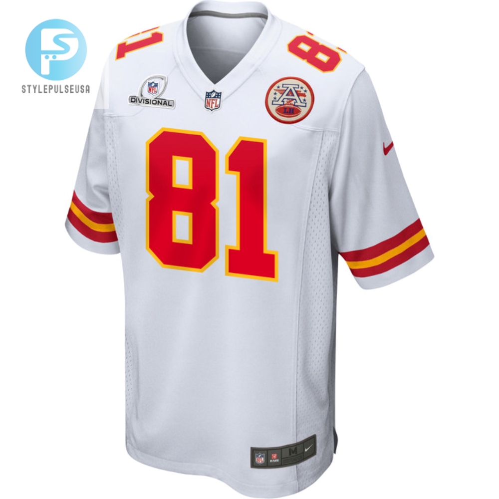Blake Bell 81 Kansas City Chiefs 2024 Divisional Patch Game Men Jersey  White 