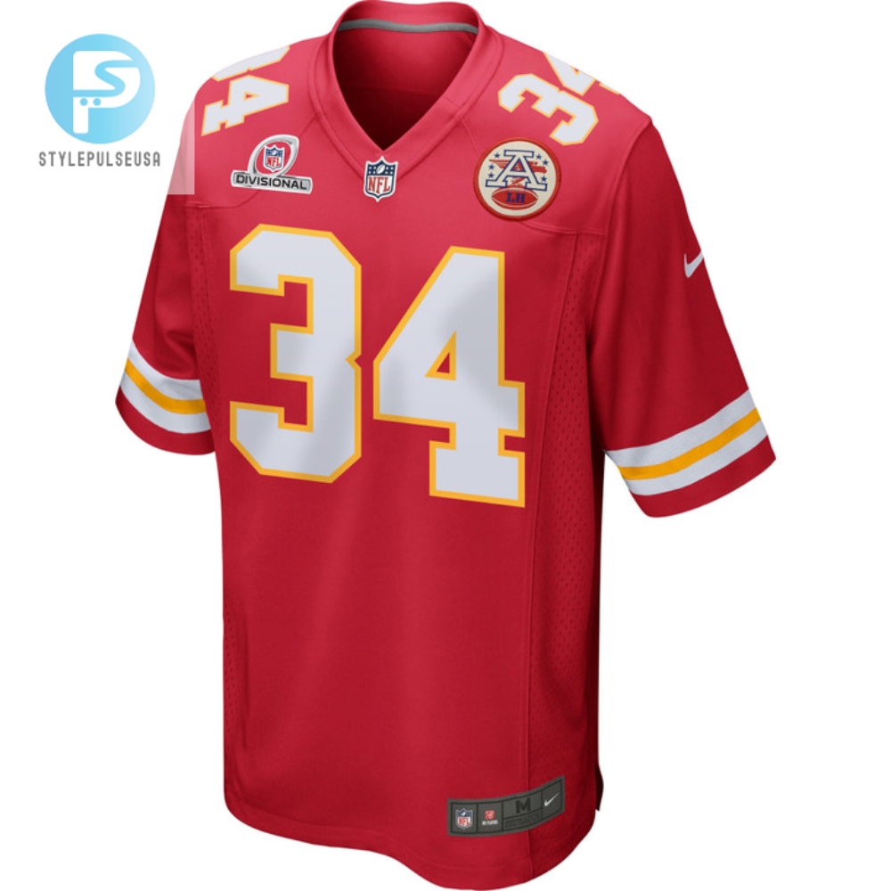 Deneric Prince 34 Kansas City Chiefs 2024 Divisional Patch Game Men Jersey  Red 