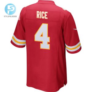 Rashee Rice 4 Kansas City Chiefs 2024 Divisional Patch Game Men Jersey Red stylepulseusa 1 2