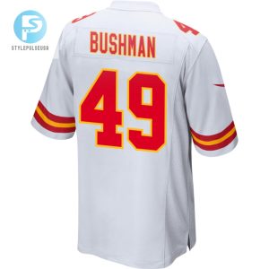 Matt Bushman 49 Kansas City Chiefs 2024 Divisional Patch Game Men Jersey White stylepulseusa 1 2