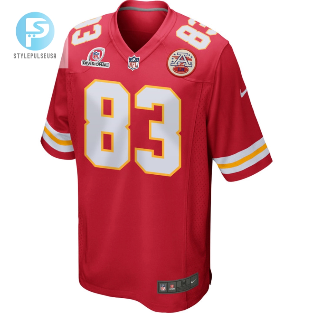 Noah Gray 83 Kansas City Chiefs 2024 Divisional Patch Game Men Jersey  Red 