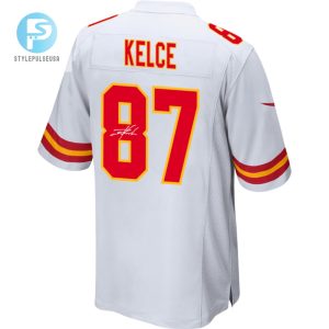 Travis Kelce 87 Signed Kansas City Chiefs Super Bowl Lviii Game Men Jersey White stylepulseusa 1 2