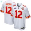 Mecole Hardman 12 Kansas City Chiefs Super Bowl Lviii Patch Game Men Jersey White stylepulseusa 1