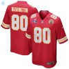 Montrell Washington 80 Kansas City Chiefs Super Bowl Lviii Patch Game Men Jersey Red stylepulseusa 1