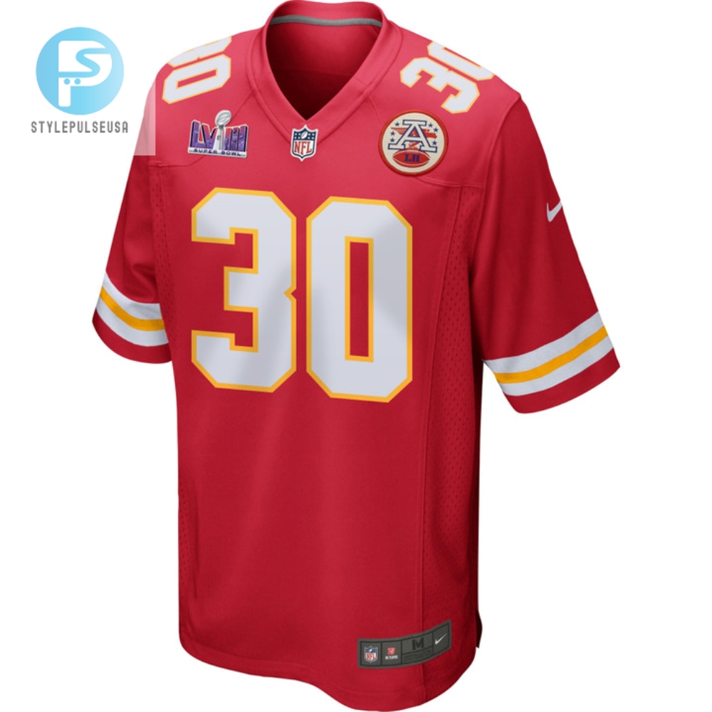 Keaontay Ingram 30 Kansas City Chiefs Super Bowl Lviii Patch Game Men Jersey  Red 