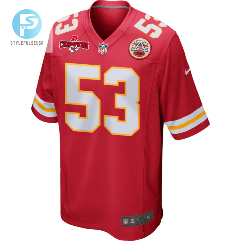 Bj Thompson 53 Kansas City Chiefs Afc Champions Patch Game Men Jersey  Red 
