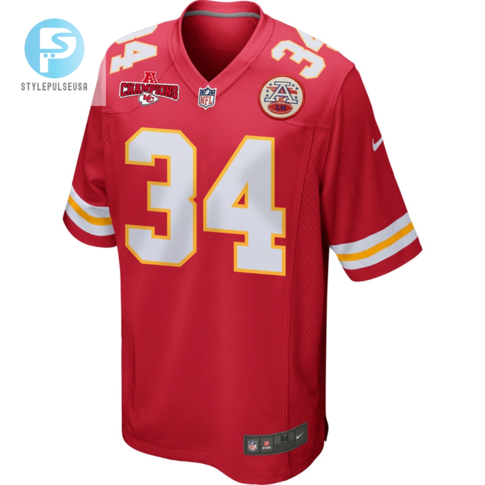 Deneric Prince 34 Kansas City Chiefs Afc Champions Patch Game Men Jersey  Red 