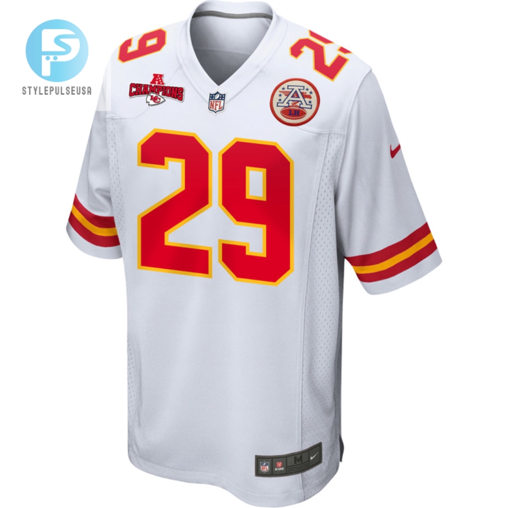Lamical Perine 29 Kansas City Chiefs Afc Champions Patch Game Men Jersey  White 