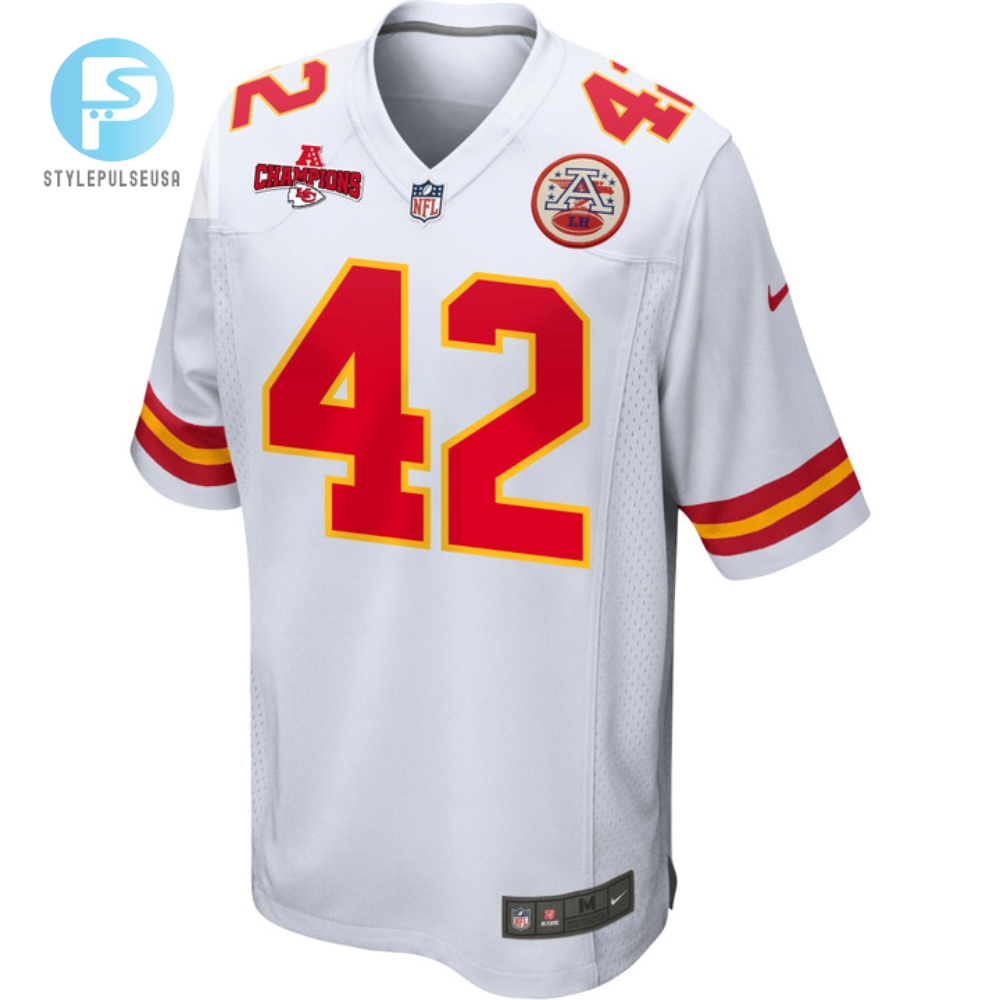 Tyree Gillespie 42 Kansas City Chiefs Afc Champions Patch Game Men Jersey  White 