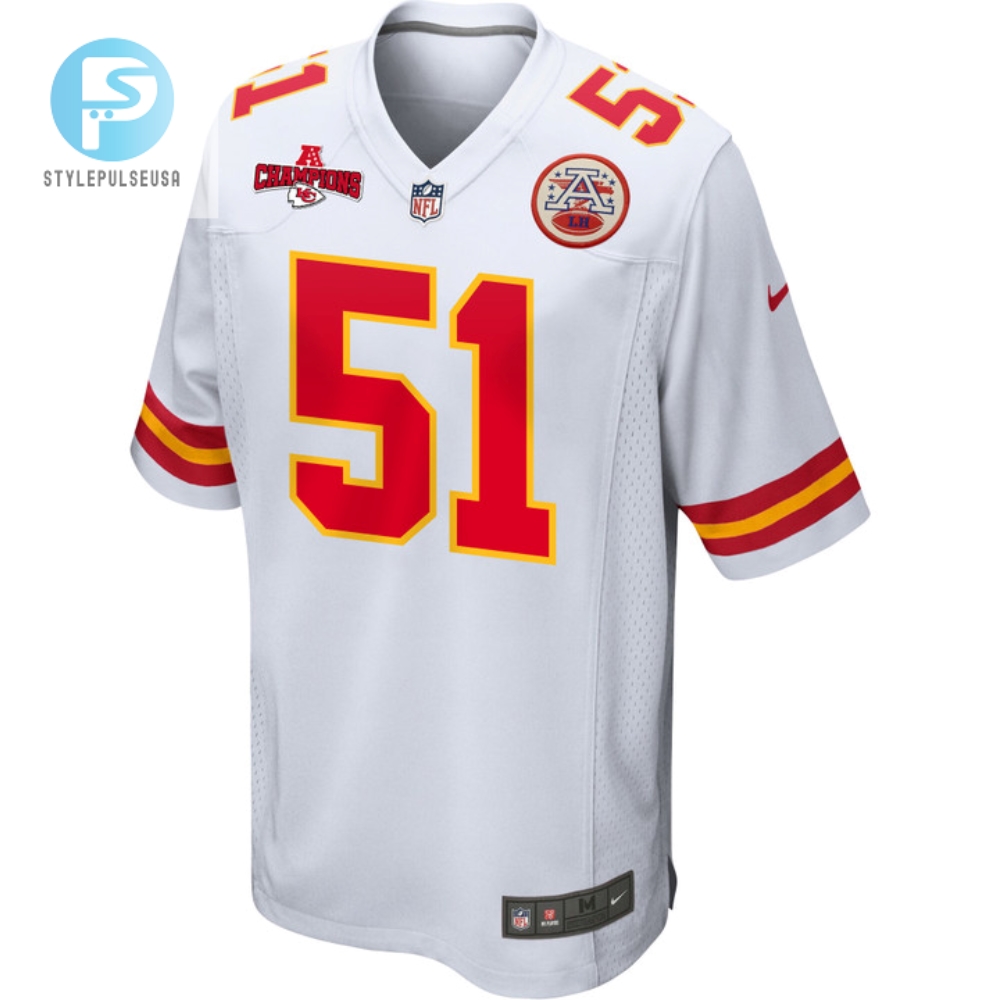 Mike Danna 51 Kansas City Chiefs Afc Champions Patch Game Men Jersey  White 