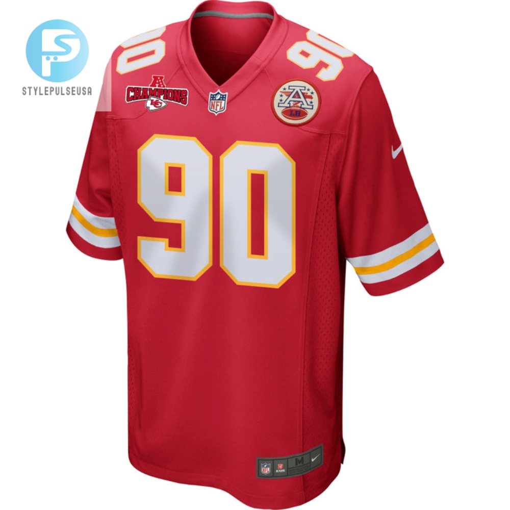 Charles Omenihu 90 Kansas City Chiefs Afc Champions Patch Game Men Jersey  Red 