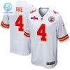 Rashee Rice 4 Kansas City Chiefs Afc Champions Patch Game Men Jersey White stylepulseusa 1